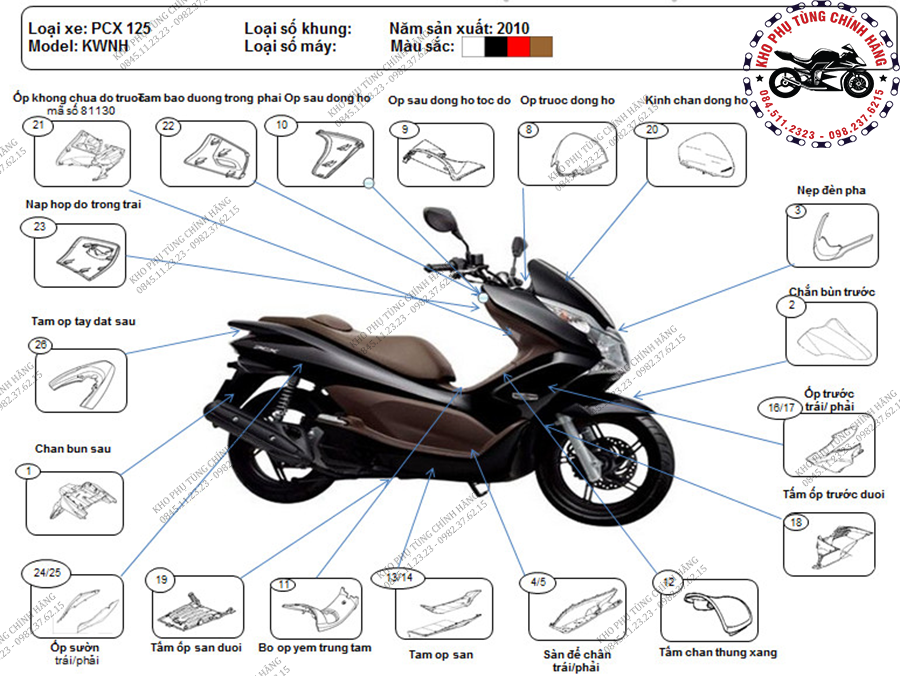Bộ nhựa dàn áo PCX2010 Có 4 màu TrắngĐenĐỏVàng chinhhangvn #41 Bộ nhựa dàn áo PCX2010 Có 4 màu TrắngĐenĐỏVàng chinhhangvn